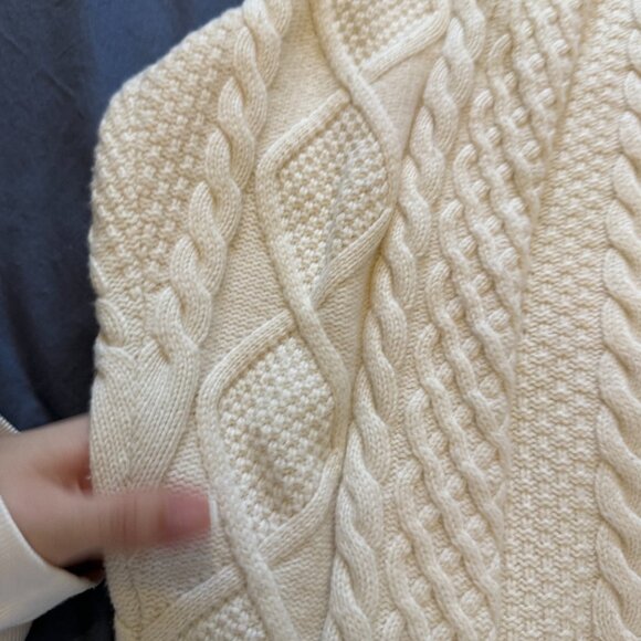 Aritzia Sunday Best Quarter-Zip Cable Knit Sweater S White Cream Oversized - Picture 4 of 8